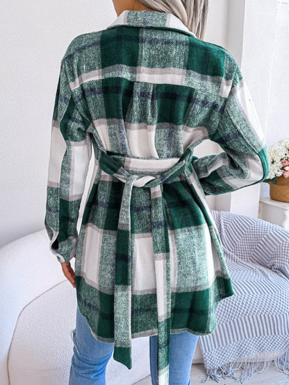 Autumn Winter Casual Long Sleeve Tied Thick Woolen Coat Women Clothing - Iyanka