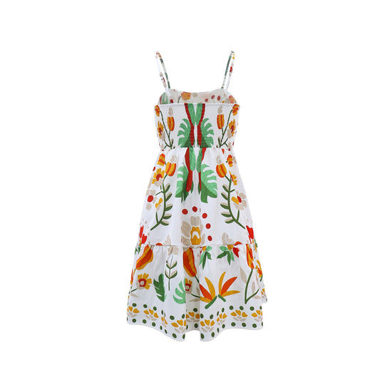 Women Casual Vacation Spaghetti Straps A line Printed Dress