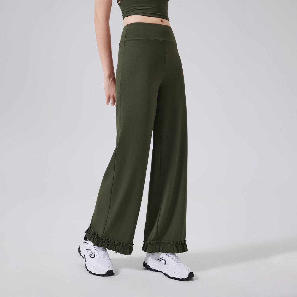 High Waist Belly Contracting Lace Sports Loose Casual Straight Trousers Women Running Thin Fitness Pants Cloud Sense Yoga Pants - Iyanka