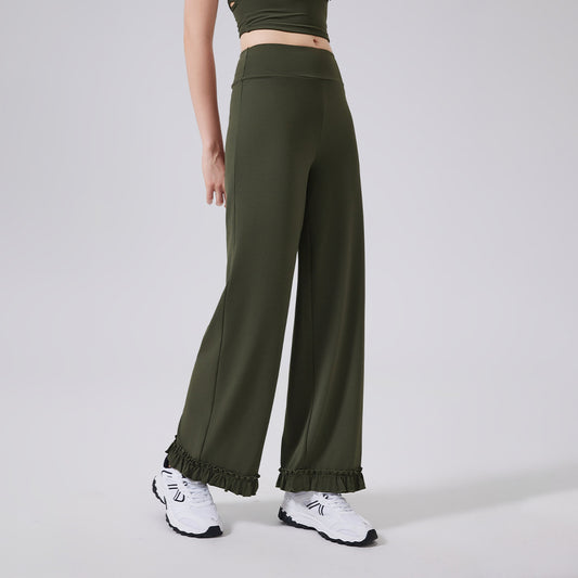 High Waist Belly Contracting Lace Sports Loose Casual Straight Trousers Women Running Thin Fitness Pants Cloud Sense Yoga Pants - Iyanka