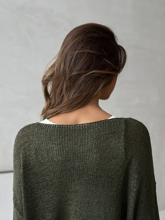 Simple Solid Color Long Sleeved Sweater Spring Knitted Hollow Out Cutout Top Casual Sweater - Iyanka