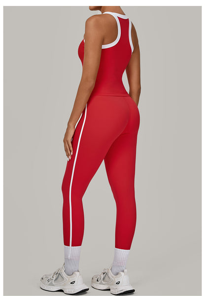 Contrast Color Binding Sports Suit Women Tight Nude Feel Yoga Clothes Sports Outdoor Fitness Two Piece Sets - Iyanka
