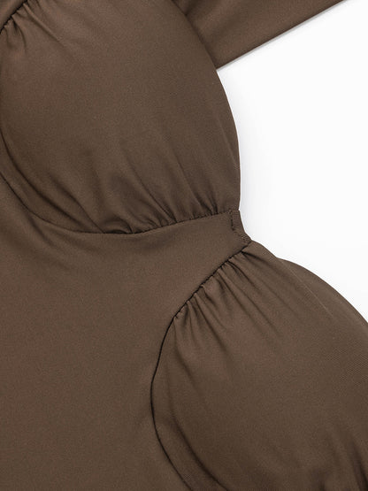 Women Clothing Solid Color Sleeveless Split Mesh Tube Top a Word Maxi Dress