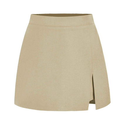 Women Clothing High Waist Slit Pantskirt High Quality Stretch Zipper Culottes Skirt