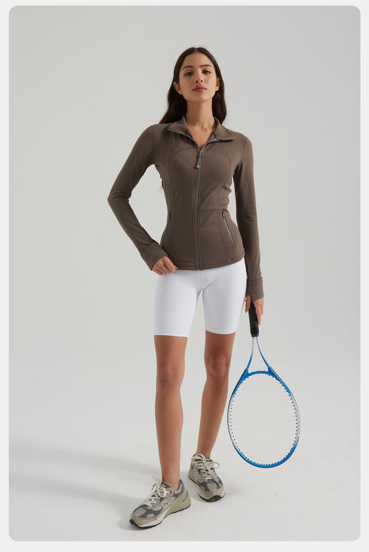 Yoga Clothes Coat Women Running Cycling Sports Long Sleeve Slim Stand Collar Sports Workout Clothes Women - Iyanka