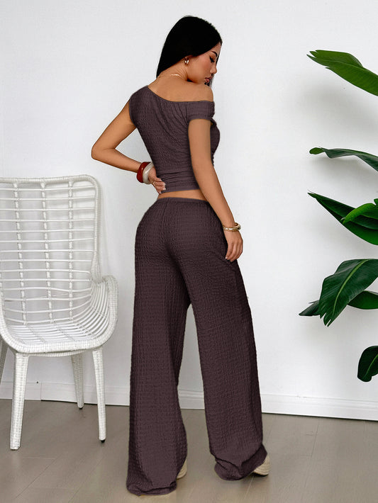 Casual Vacation Vest Wide Leg Trousers Two Piece Set Women Clothing Spring Summer - Iyanka