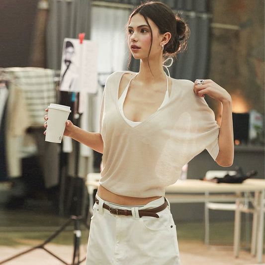 Women Clothing Summer Niche Design See through Anti Blouse Waist Controlled Long Sleeves Top Women - Iyanka