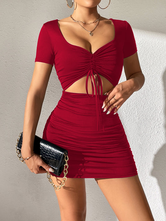 Premium Slimming Lace up Hollow Out Cutout High Sense Hip Dress