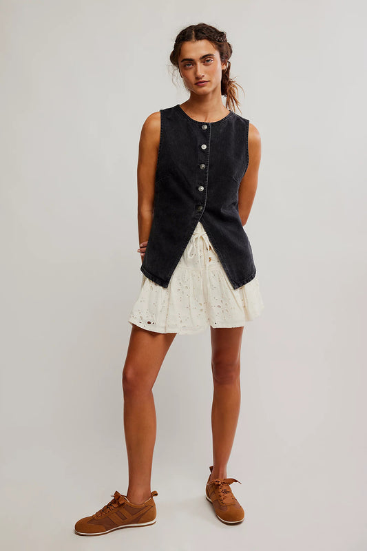 Casual Slim Fit Buttoned Women Clothing Denim Sleeveless Vest - Iyanka