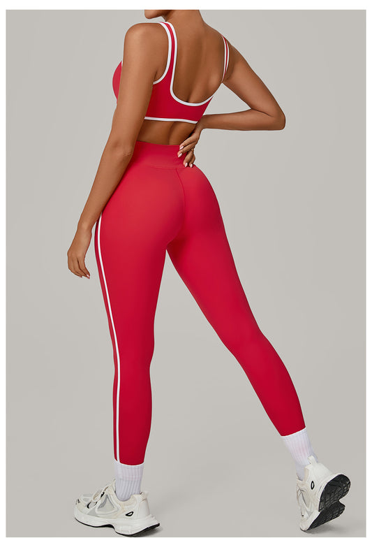 Contrast Color Binding Nude Feel Yoga Beauty Back Tight Quick Drying Workout Clothes Outdoor Sports Two Piece Sets - Iyanka