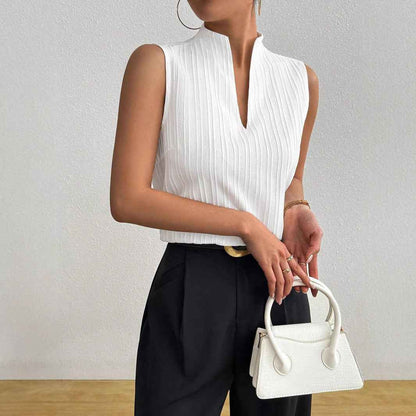 Women’s Summer Slim Fit V-Neck Sleeveless Blouse – Casual Tank Top