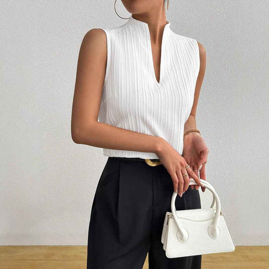 Women’s Summer Slim Fit V-Neck Sleeveless Blouse – Casual Tank Top