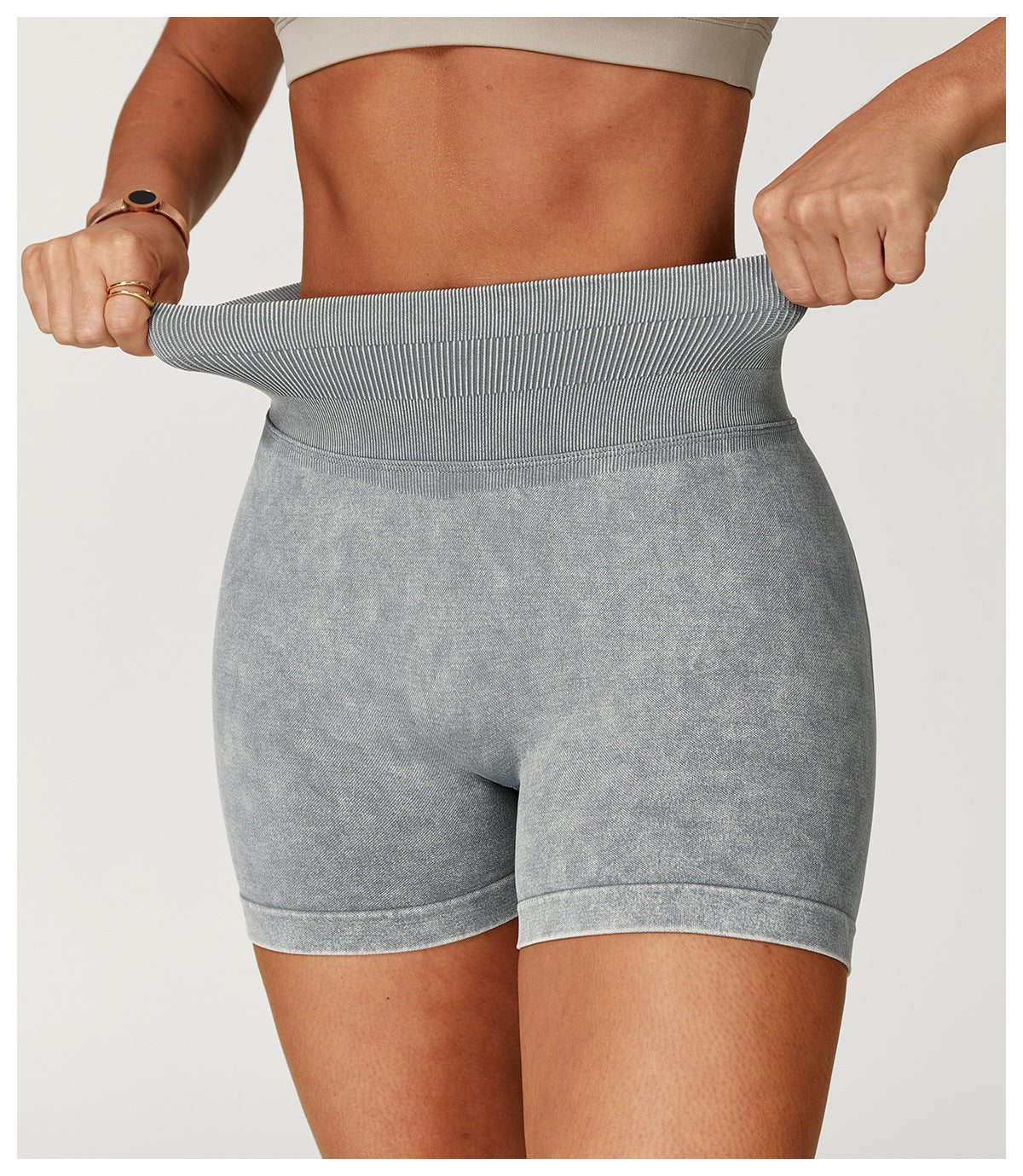 Seamless Stone Washed Yoga Shorts High Waist Hip Lift Shorts Skinny Running Sports Fitness Yoga Pants Women - Iyanka