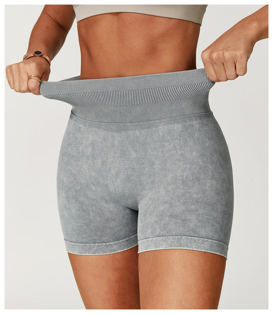 Seamless Stone Washed Yoga Shorts High Waist Hip Lift Shorts Skinny Running Sports Fitness Yoga Pants Women - Iyanka