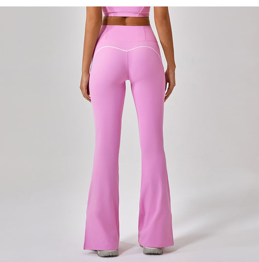 Summer High Waist Tight Nude Feel Hip Lifting Yoga Bell Bottom Pants Women Dance Fitness Outdoor Sports Split Trousers - Iyanka