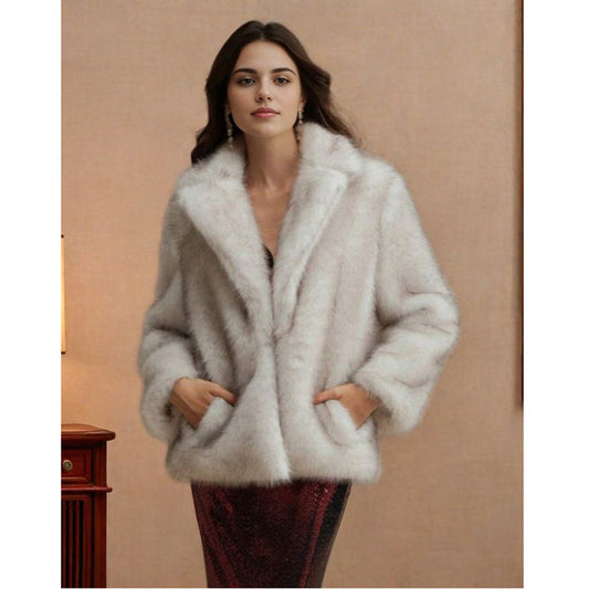 Women Fur Coat Faux Fur Coat Winter Casual Warm Windbreaker Party Fluffy Shawl Jacket - Iyanka