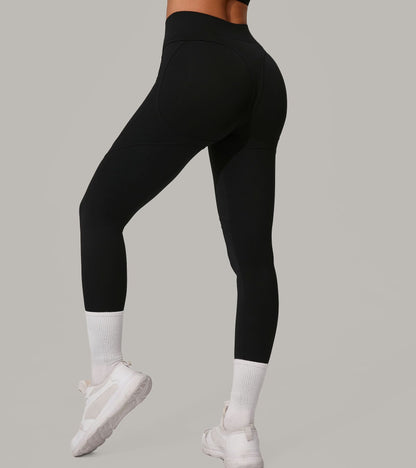 Autumn Sand High Waist Hip Lift Brushed Yoga Pants Running Quick Drying Fitness Pants Waist Slimming Hip Tight Sports Pants - Iyanka