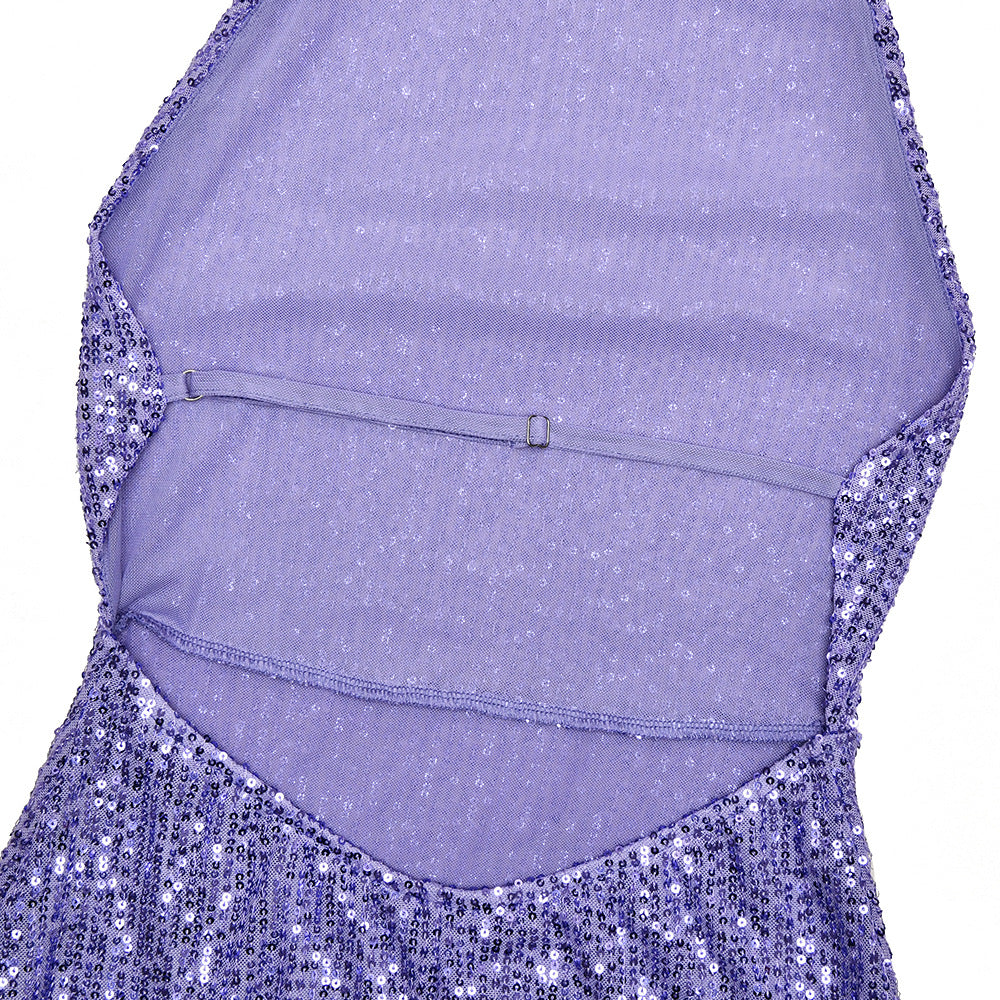 Summer Elegant Slim Women Dress Sexy Backless Sleeveless Sequined Sheath Dress