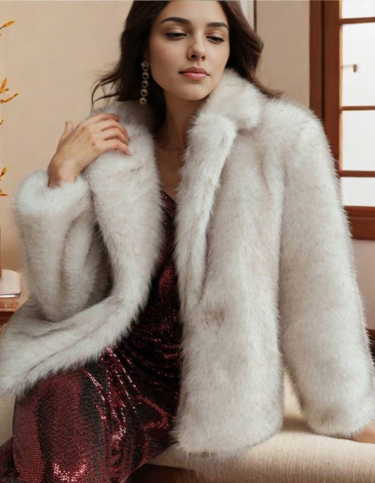 Women Fur Coat Faux Fur Coat Winter Casual Warm Windbreaker Party Fluffy Shawl Jacket - Iyanka
