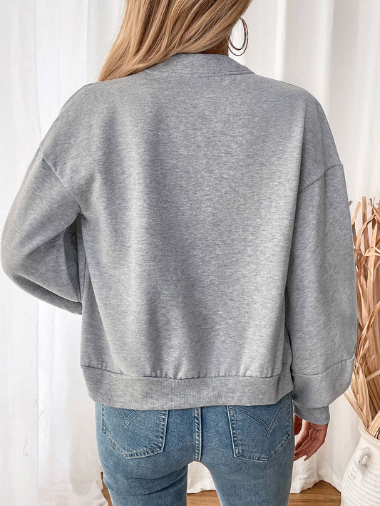 Retro Casual Simple Baseball Collar Long Sleeve Solid Color Thickened Coat Women - Iyanka