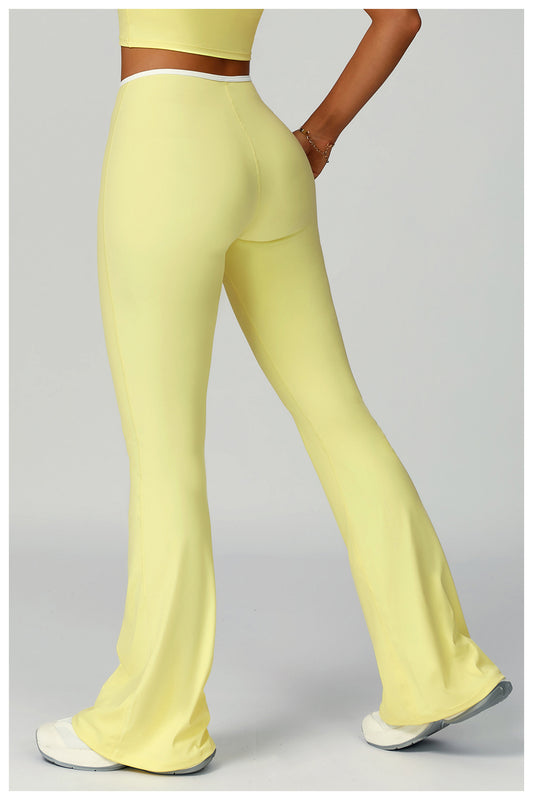 Contrast Color Binding Bell Bottom Pants Yoga Fitness Exercise Bootcut Trousers High Waist Slim Flare Pants Bell-Bottom Pants Women - Iyanka