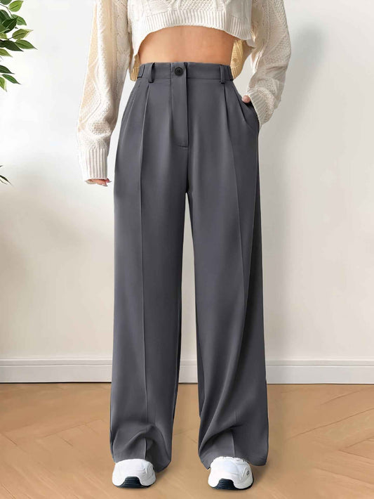 Office Professional High Waist Wide Leg Cigarette Pants