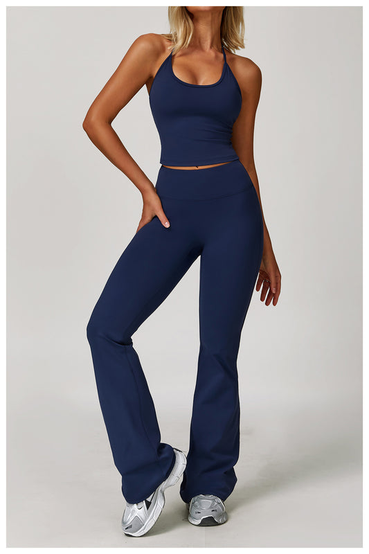 Brushed High Waist Yoga Trousers Tight Wide Leg Bell Bottoms Running Sports Fitness Bootcut Trousers - Iyanka