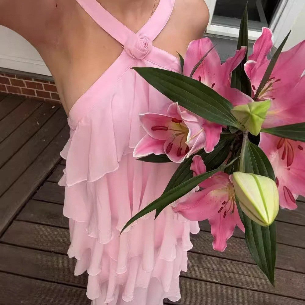 Arrival Dress Tiered Dress Sexy Pink Strap Backless Sexy Dress
