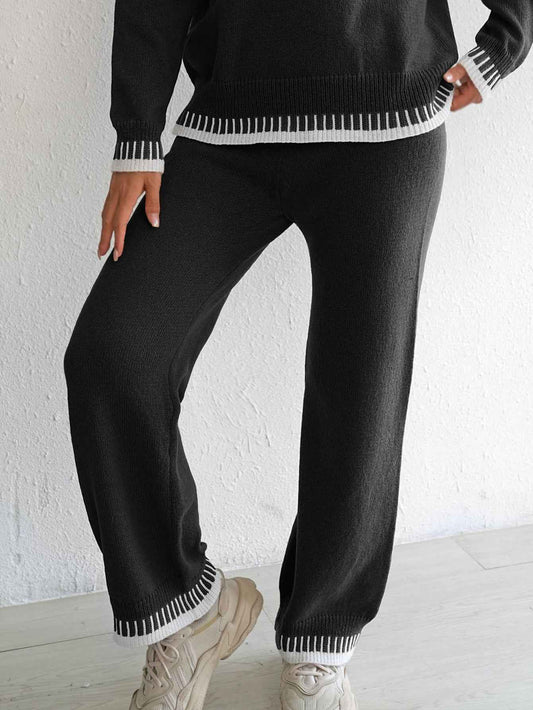 Autumn Winter Color Contrast Patchwork Wide Leg Pants