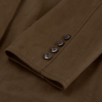 Brown Brushed Velvet Retro Lapels Loose Suede Coat Autumn Winter Maillard Blazers Women - Iyanka