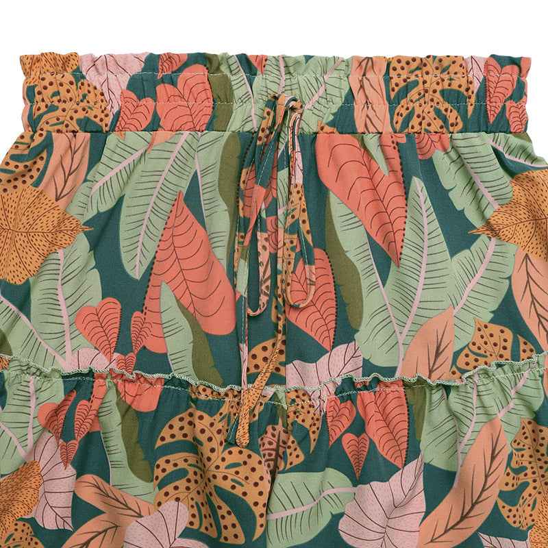 Tropical Plant Holiday Floral Print Pants Summer Elastic Shorts Wide Leg Pants Women