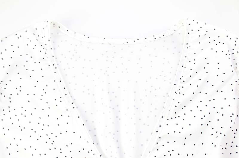 Elegant High Grade Polka Dot Satin Fishtail Skirt Skirt V neck Short Top Sexy Two Piece Sets - Iyanka