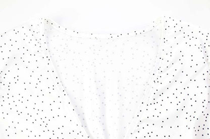 Elegant High Grade Polka Dot Satin Fishtail Skirt Skirt V neck Short Top Sexy Two Piece Sets - Iyanka