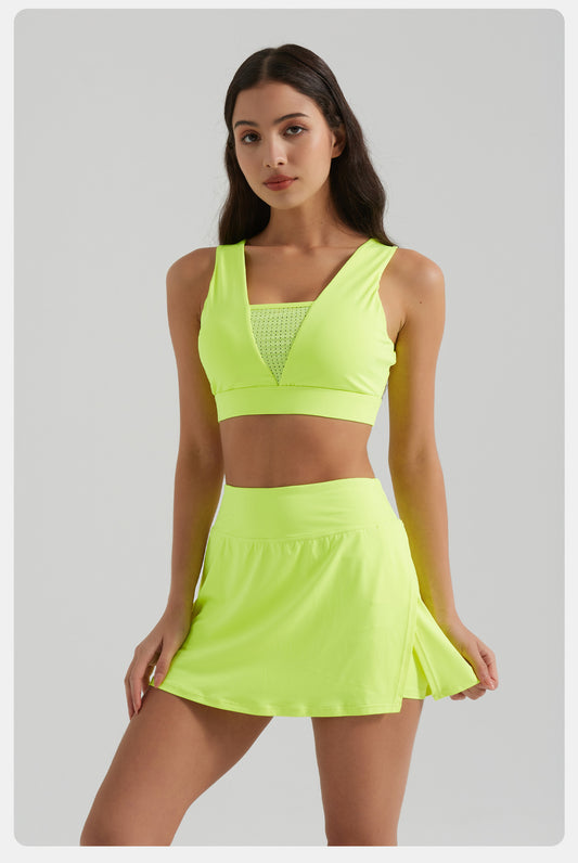 Sports Two Piece Sets Women Yoga Clothes Sports Vest Breathable Slim Fit Anti Exposure High Waist Slimming Tennis Yoga Skirts Women - Iyanka