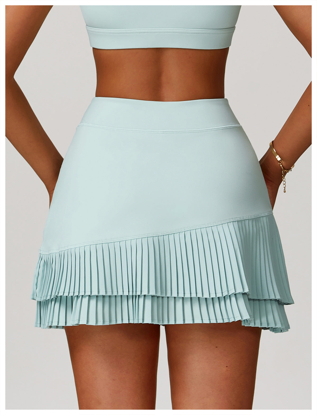 Sports Skirt Nude Feel High Waist Belly Wrap Pleated Skirt Anti Exposure Bottom Shorts Pocket Skirt - Iyanka