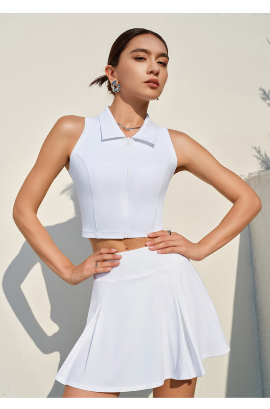Arrival High Strength Front Zipper Backless Bra Short Skirt Tennis Women Shockproof Workout Exercise Outfit Two Piece Sets - Iyanka
