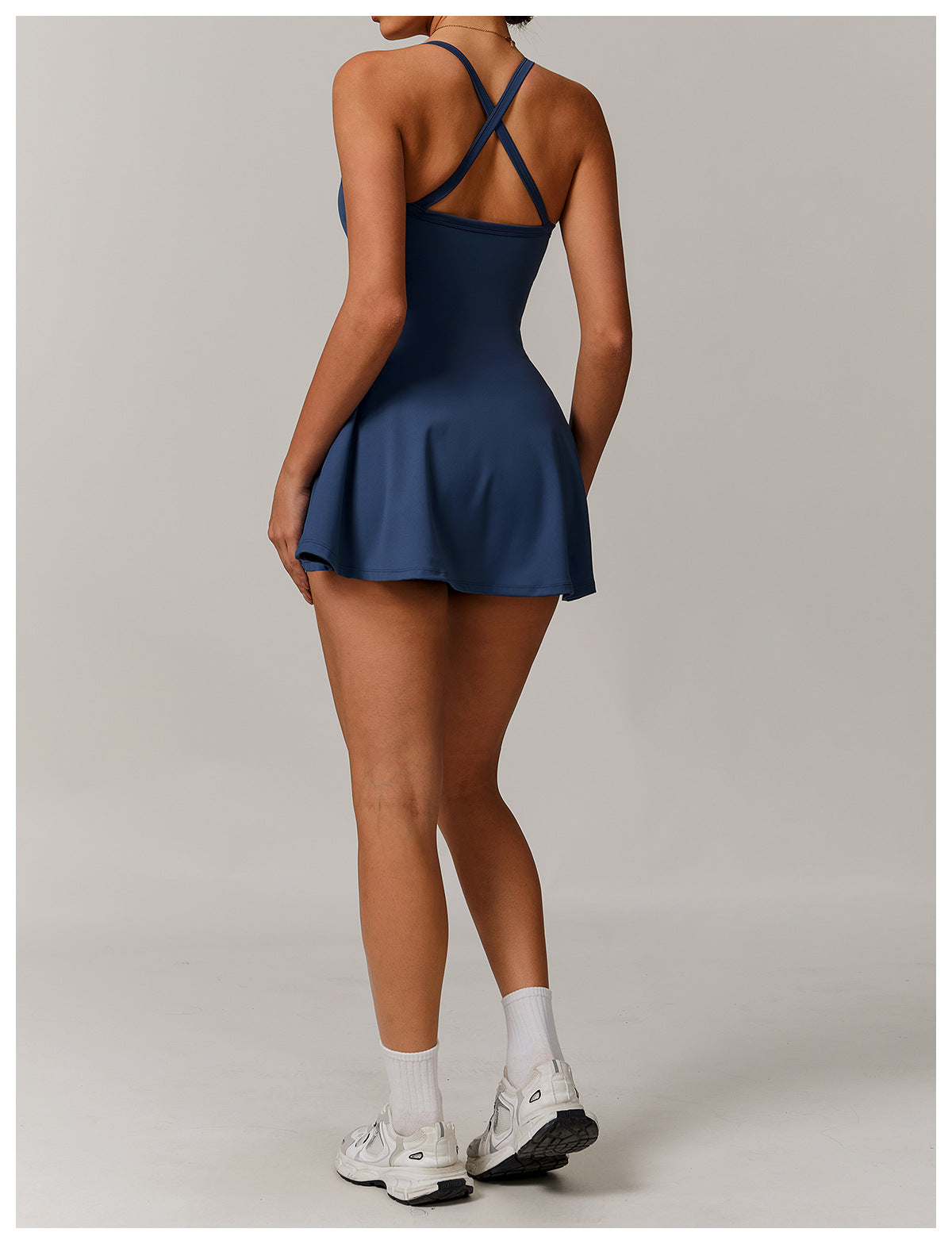 Sustainable Recycled Dress Anti Exposure Kink Design Cross Hollow Out Cutout out Beauty Back Tennis - Iyanka