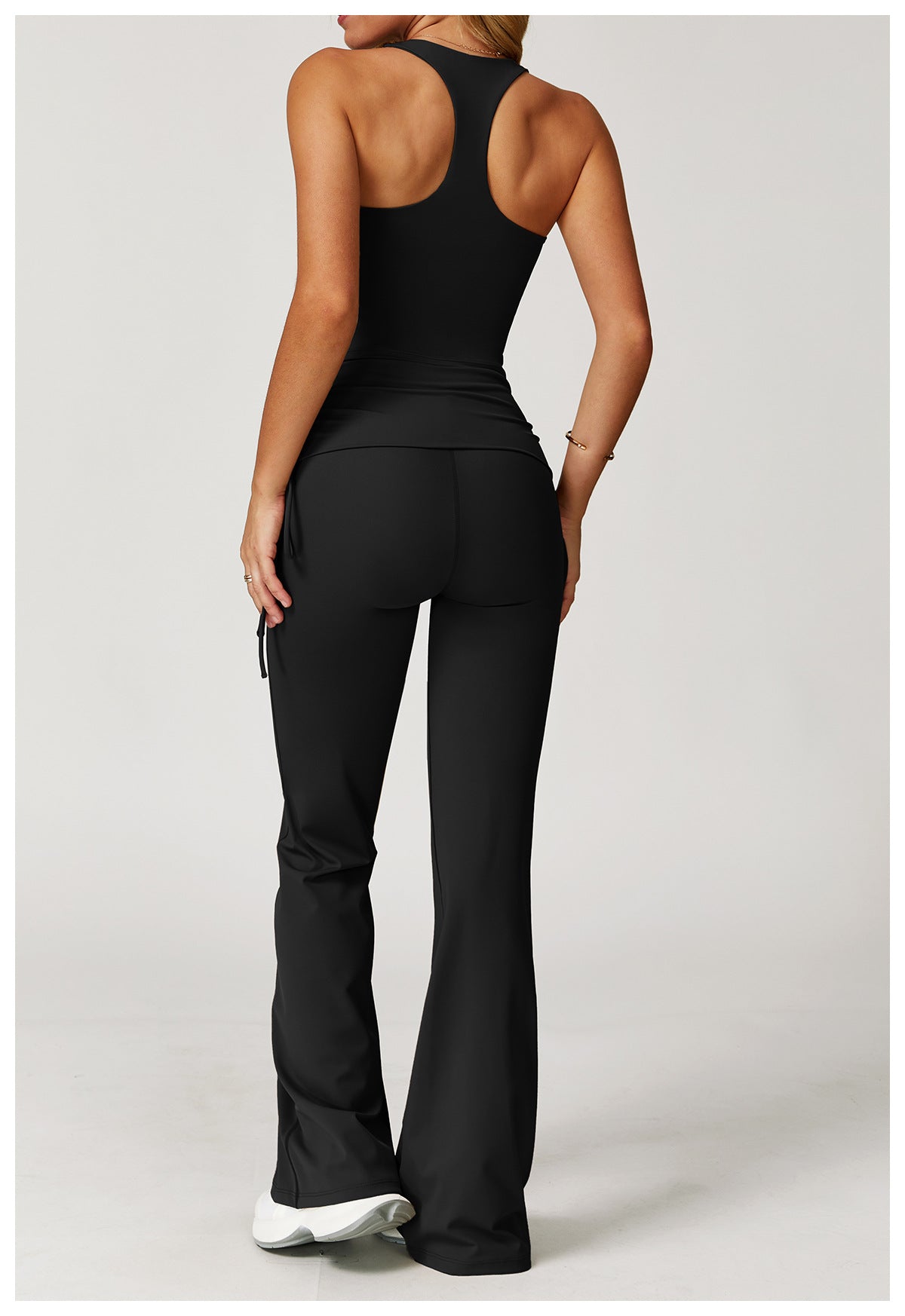 Folding High Waist Flared Pants Nude Feel Wide Leg Slimming Trousers Outdoor Running Fitness Sports Flared Pants - Iyanka